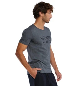 TYR Unisex Ulltasoft Lightweight Big Logo Tech T-Shirt -Swimwear Outlet 8683660607656 charcoalheather 2a