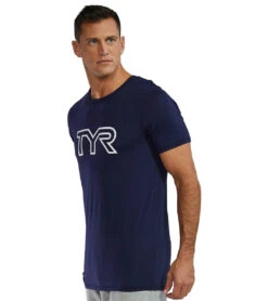 TYR Unisex Ulltasoft Lightweight Big Logo Tech T-Shirt -Swimwear Outlet 8683660607656 navy 2a