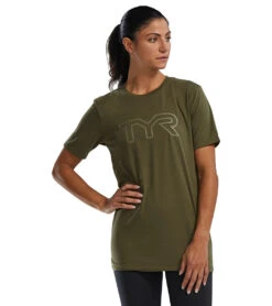 TYR Unisex Ulltasoft Lightweight Big Logo Tech T-Shirt -Swimwear Outlet 8683660607656 olivenight 3a
