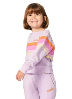 Rip Curl Girls' Surf Revival Crew Neck Sweatshirt (Toddler, Little Kid) -Swimwear Outlet 8721725259944 lightpurple 1a