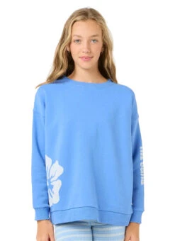 Rip Curl Girls' Bliss Crew Neck Sweatshirt (Big Kid) 19 Rip Curl Girls' Bliss Crew Neck Sweatshirt (Big Kid) -Swimwear Outlet 8721725554856 2t