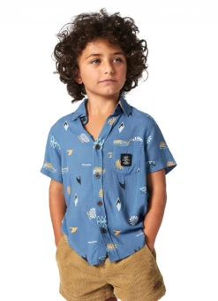 Rip Curl Boy's Grom Energy Short Sleeve Button Down Shirt (Toddler, Little Kid) 13 Rip Curl Boy's Grom Energy Short Sleeve Button Down Shirt (Toddler, Little Kid) -Swimwear Outlet 8721732829352 vintagenavy 2a