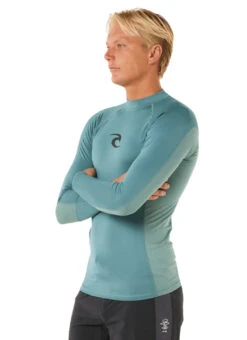 Rip Curl Men's Waves UPF Long Sleeve Rash Guard -Swimwear Outlet 8758804054184 bluestone 2a