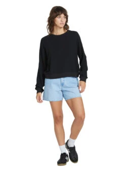 Volcom Women's Solid Lil Frenchie Long Sleeve Raglan Pullover 20 Volcom Women's Solid Lil Frenchie Long Sleeve Raglan Pullover -Swimwear Outlet 8819783434408 black 4a