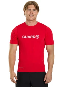 Watermen Men's Guard Short Sleeve Surf Shirt -Swimwear Outlet 8852114669736 red