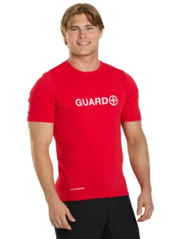 Watermen Men's Guard Short Sleeve Surf Shirt -Swimwear Outlet 8852114669736 red 2a
