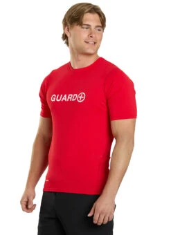 Watermen Men's Guard Short Sleeve Surf Shirt -Swimwear Outlet 8852114669736 red 4a