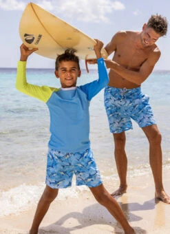 Snapper Rock Boys' Jawsome Waves Swim Trunk (Little Kid, Big Kid) -Swimwear Outlet 8857717047464 blue 1a